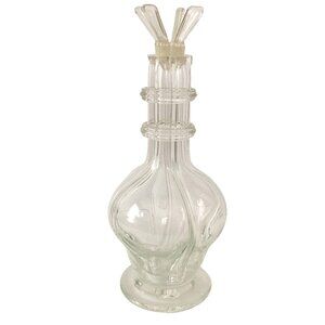 VTG Mid Century Modern Czechoslovakian Glass Decanter Barware Original Stoppers